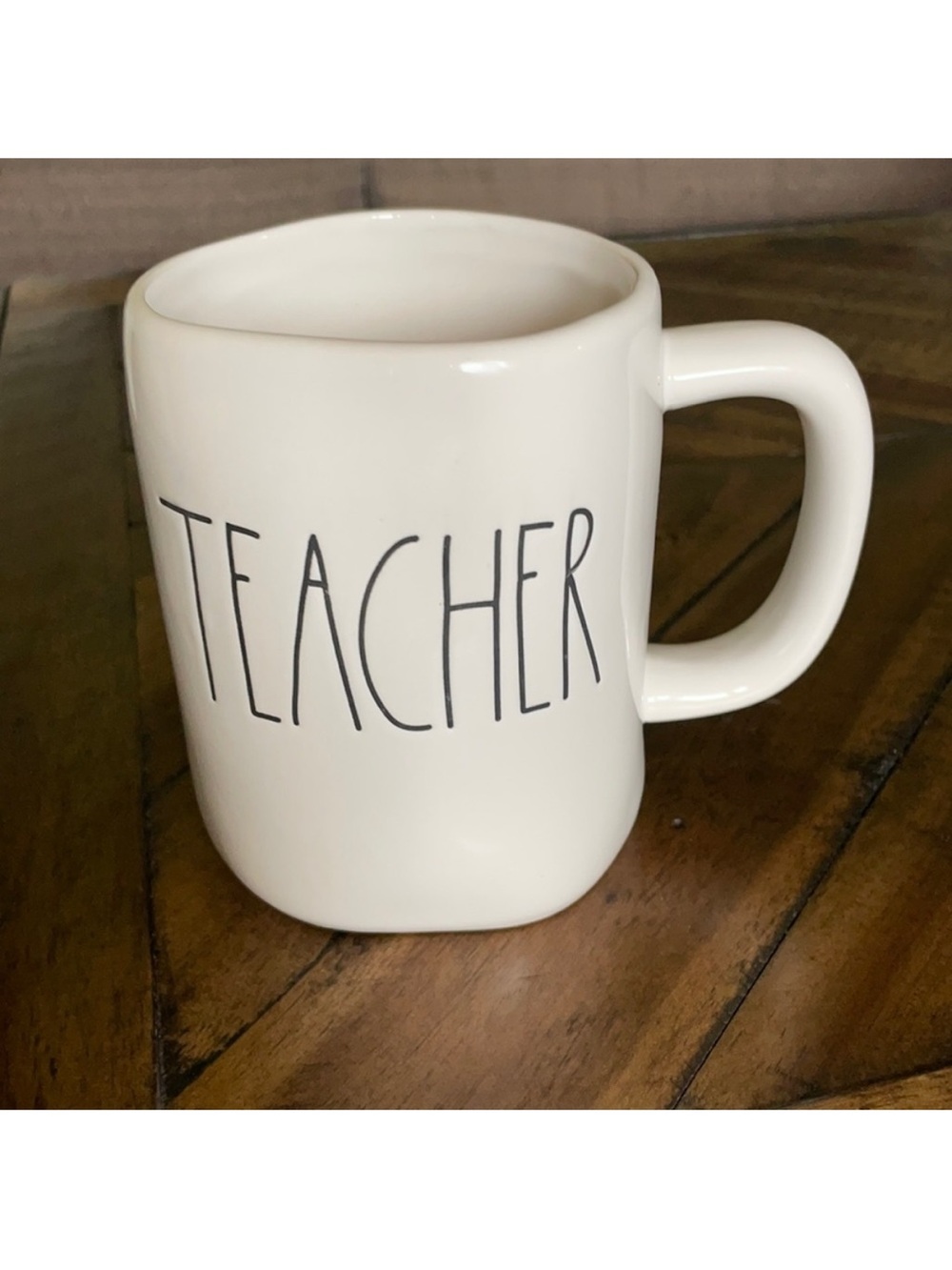 Rae Dunn 'TEACHER' Cream Ceramic Mug